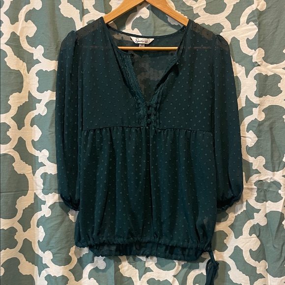 Daniel Rainn Teal Textured Blouse - Picture 1 of 4
